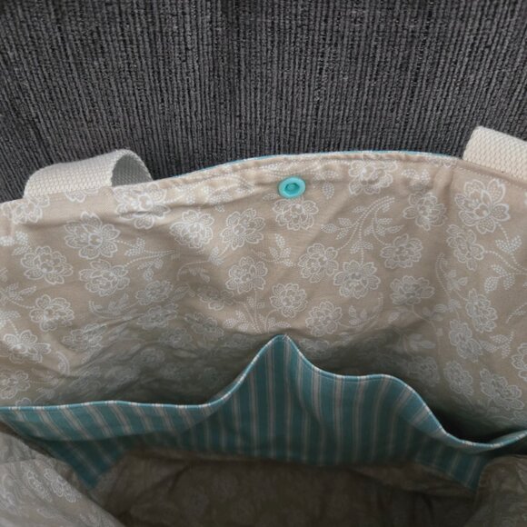 Crafty & Posh Blue and White Striped Handmade Canvas Tote Bag - Picture 4 of 6